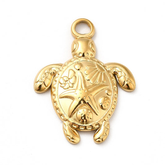 Tortuga con estrella de mar charm