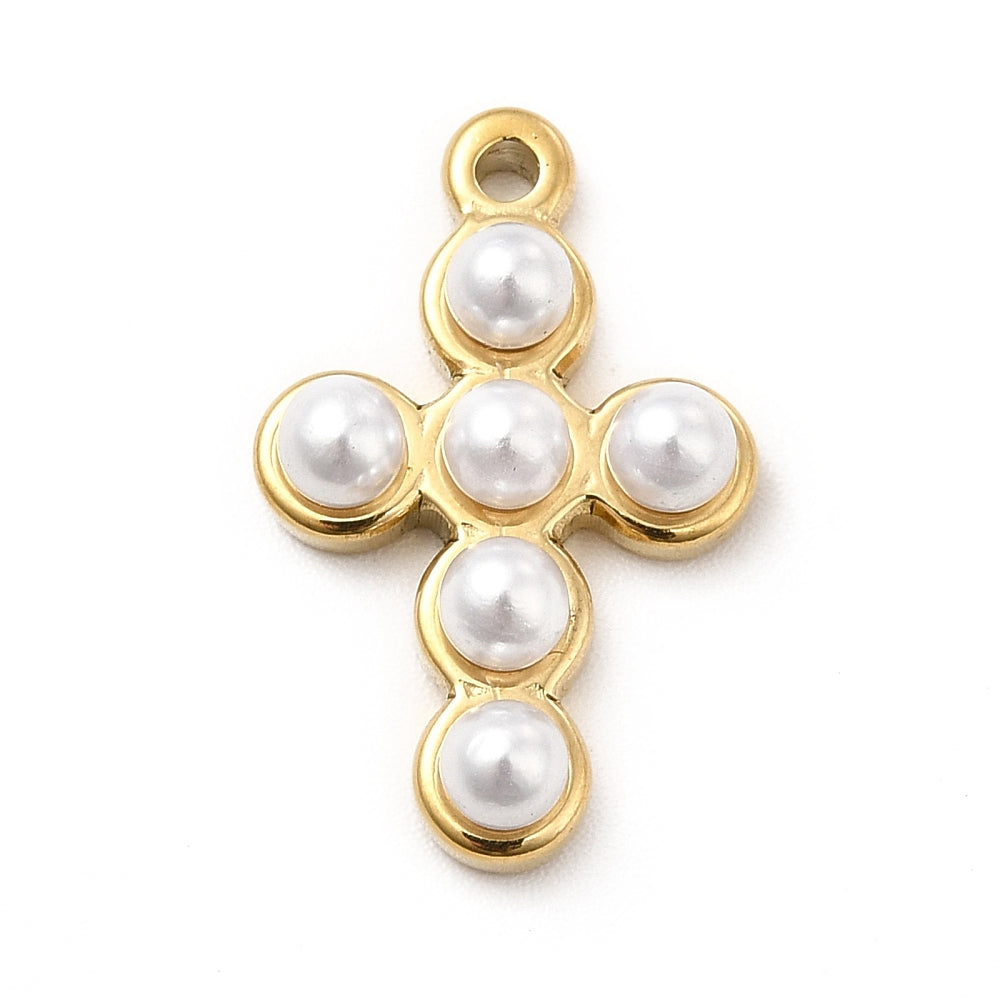 Mini Cruz de perlas charm