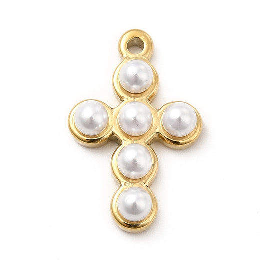Mini Cruz de perlas charm